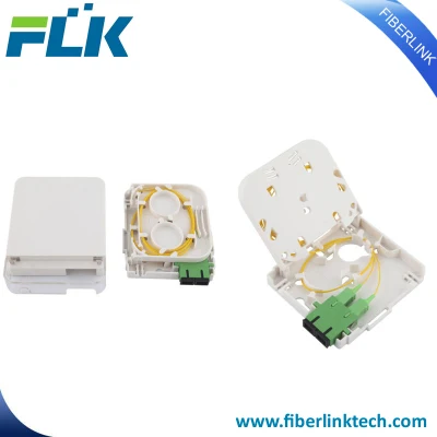 Caixa terminal de fibra óptica de 2 portas montada na parede para FTTH